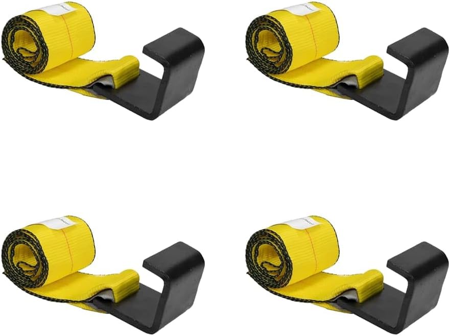4 Pack 4 in x 5 ft Roll Off Container Winch Strap with Hook