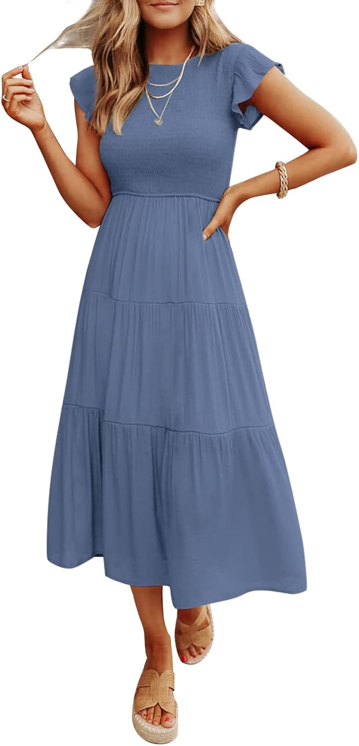 ZCSIA Women's 2024 Summer Casual Ruffle Short Sleeve Dress