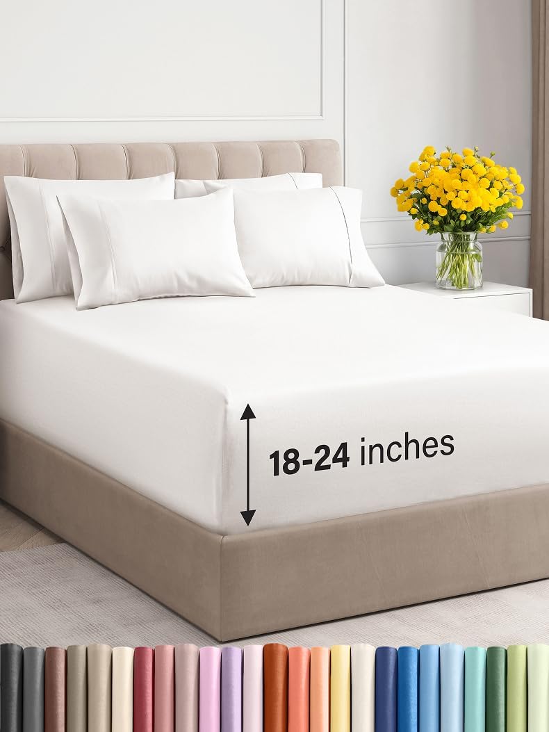 Extra Deep Cal King Sheet Set - 6 Piece Breathable & Cooling