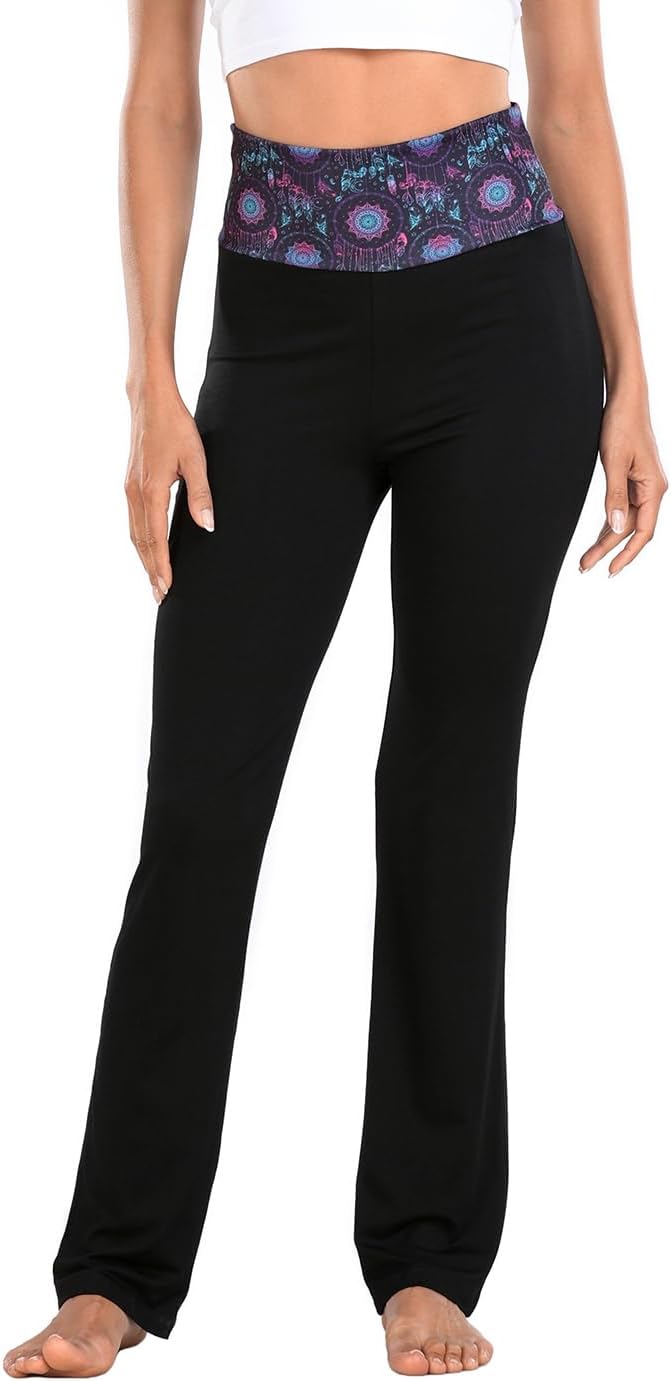 HDE Color Block Yoga Pants - Flare Leg Fit