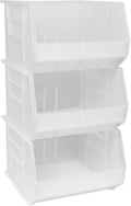AkroBins 30270 Stackable Plastic Storage Bins - Clear 3-Pack
