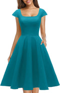 PUKAVT Women's 1950 Retro Swing Cocktail Dress with Pockets Dresses