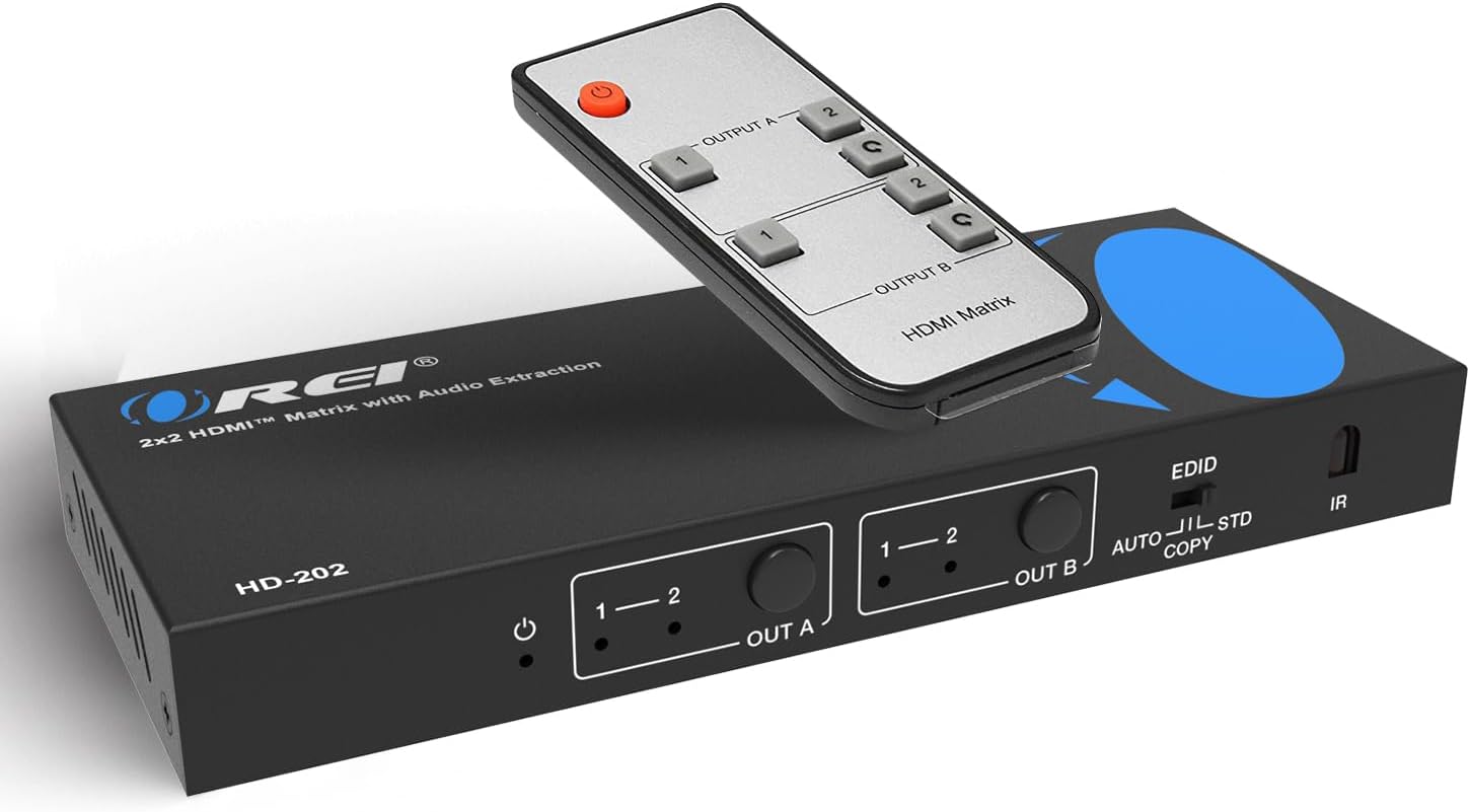 OREI 4K HDMI Matrix Switch 2 X 2 for Ultimate Home Theater