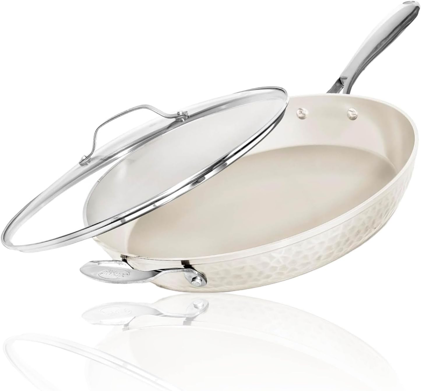 GOTHAM STEEL Hammered 14 Inch Non Stick Frying Pan with Lid