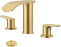 Waterfall Bathroom Faucet 8in Widespread Two Handle Gold - Quiet Flow