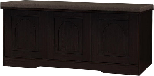 DINZI LVJ Shoe Bench with Doors and Cushion for Entryway Storage