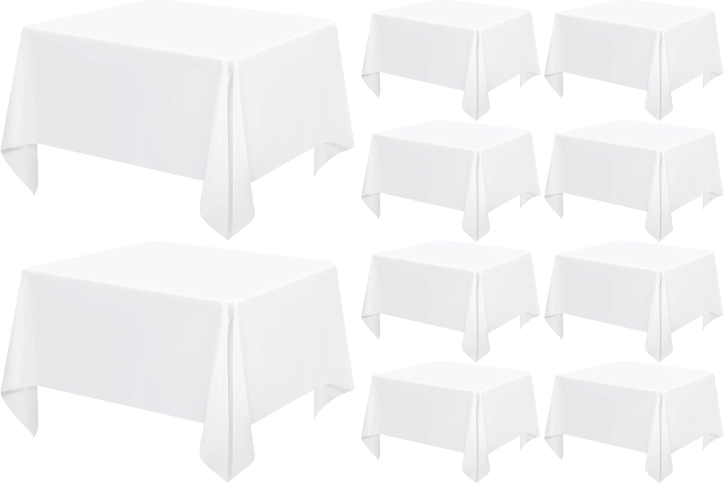 10 Pack White Square Tablecloths for Dining and Events