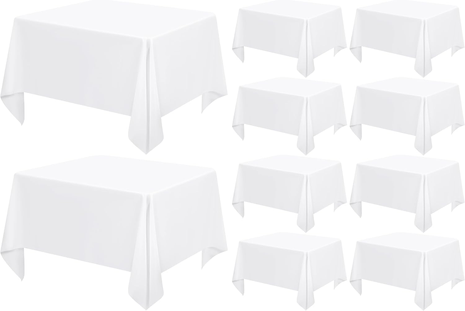 10 Pack White Square Tablecloths for Dining and Events