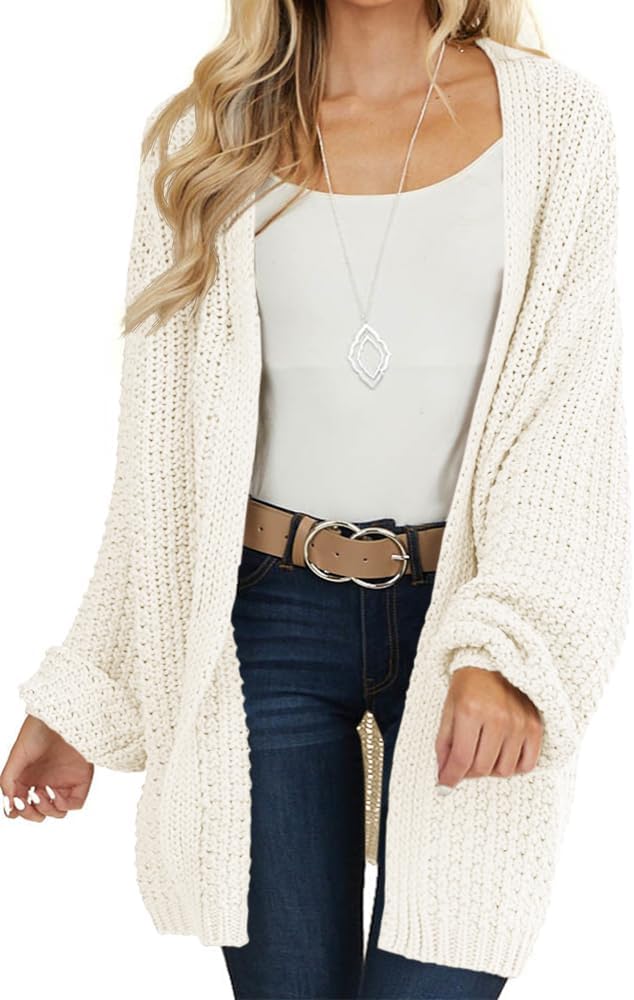 Maroway Womens Cardigan: Stylish Open Front Chunky Knit Sweater