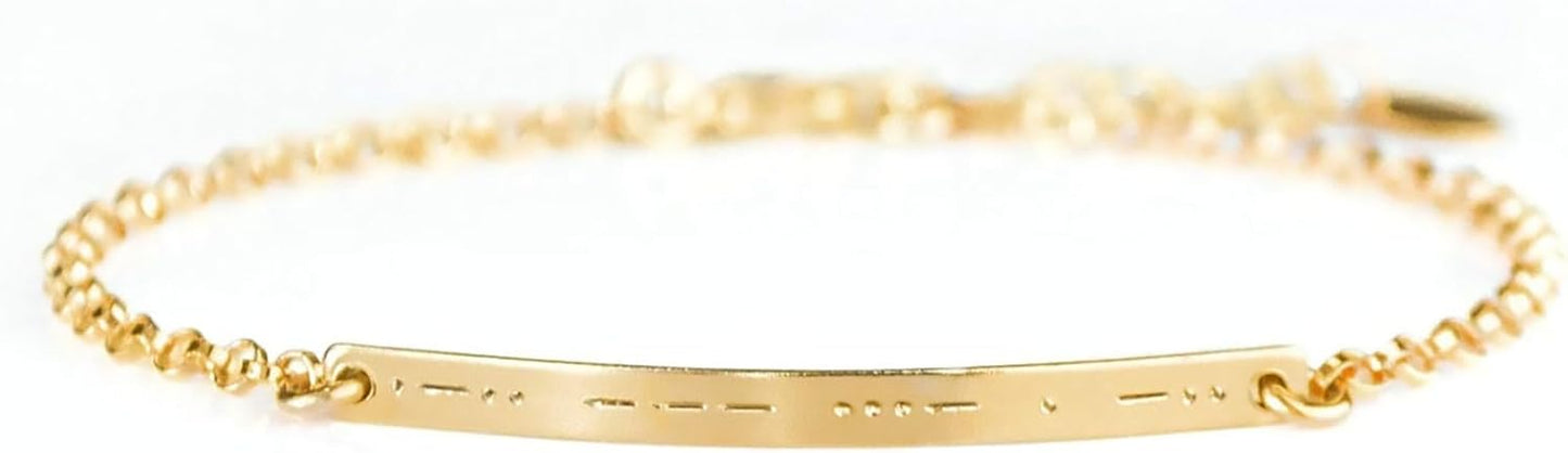 Morse Code Skinny Bar Bracelet Custom Engraved Jewelry Gift