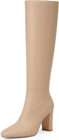 Knee High Boots for Women Chunky Heel Rounded Toe (Style LP1J)