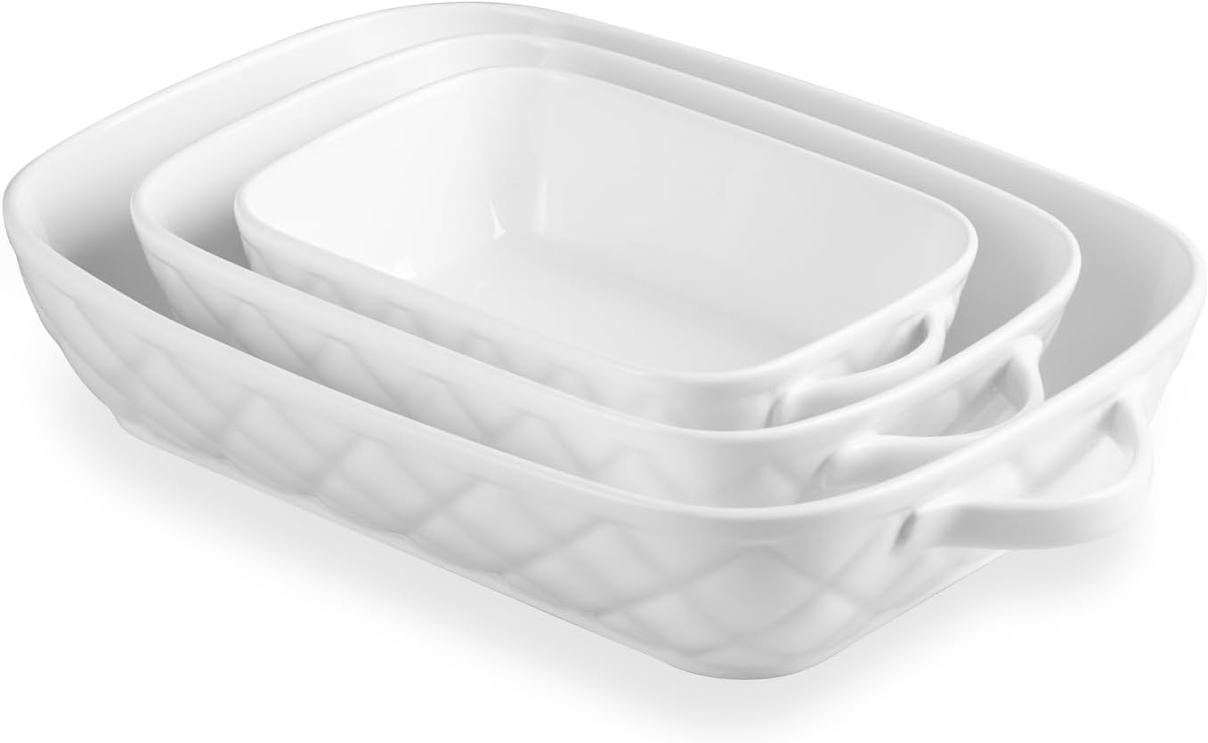 Sweejar Casserole Dishes Set of 3 for Versatile Baking Needs