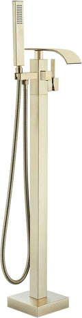 Freestanding Bathtub Faucets with Handshower in Brushed Gold