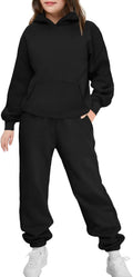 Girls 2 Piece Tie Dye & Plaid Hoodie Sweatsuit Set - Cozy Oversized
