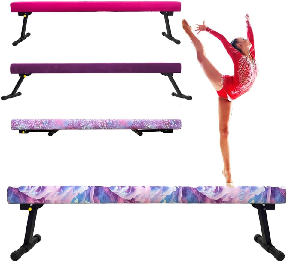 8FT Adjustable Foldable Gymnastics Balance Beam for Kids Training