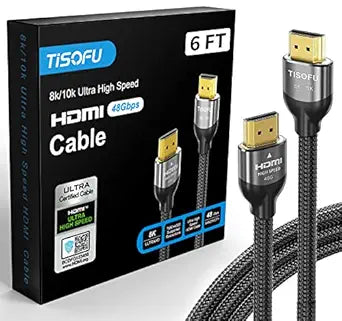TISOFU Ultra Certified 8K HDMI Cable 6FT for High Speed 4K