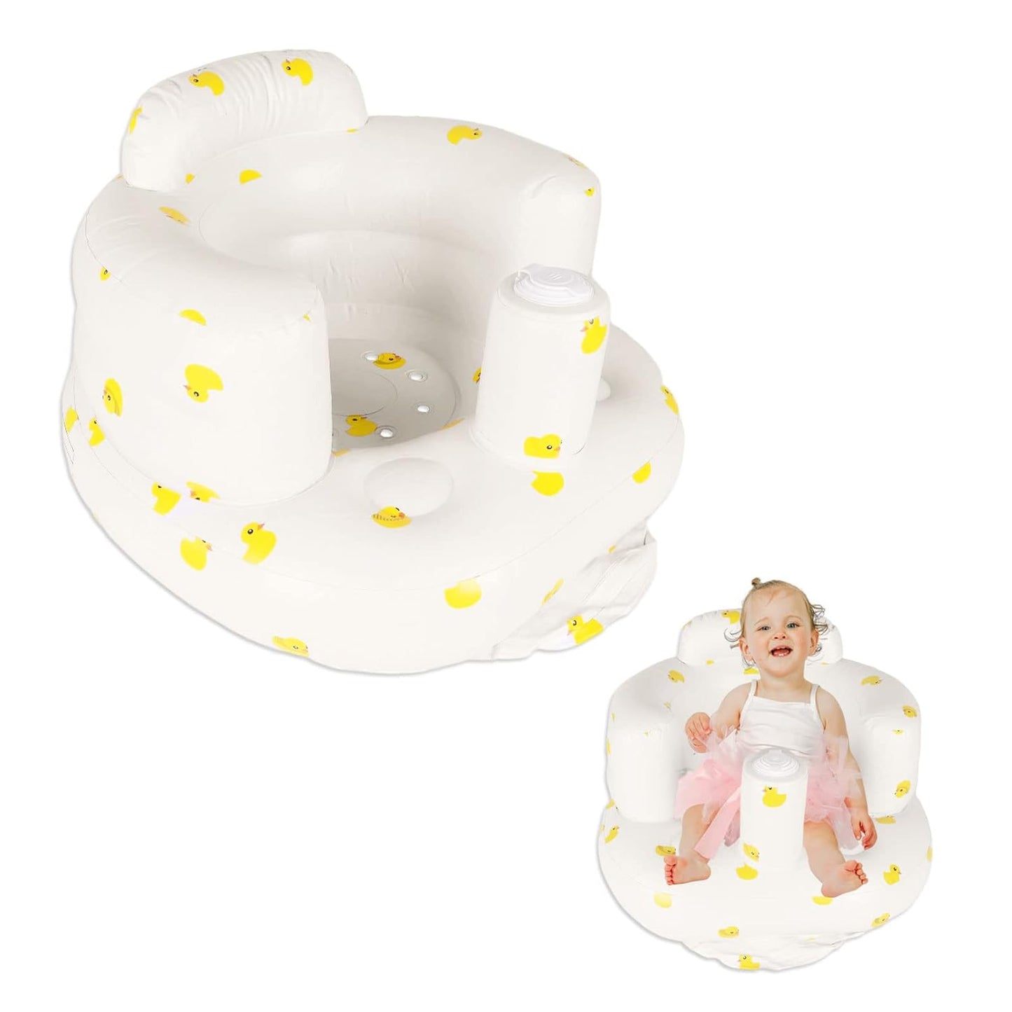 Inflatable Baby Seat with Built-In Air Pump - Supportive Toddler Chair for Safe Sitting