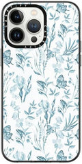 Pastel Blue Vintage Butterfly Floral iPhone 14 Pro Max Case - Slim