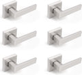 Gobrico 6 Satin Nickel Dummy Levers for Interior Doors - Sleek Square