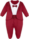 Lilax Baby Boy Gentleman Tuxedo Footie Christmas Outfit - Photo Ready
