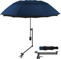 UPF 50+ Golf Umbrella with Adjustable Clamp - Portable Rain & Sun