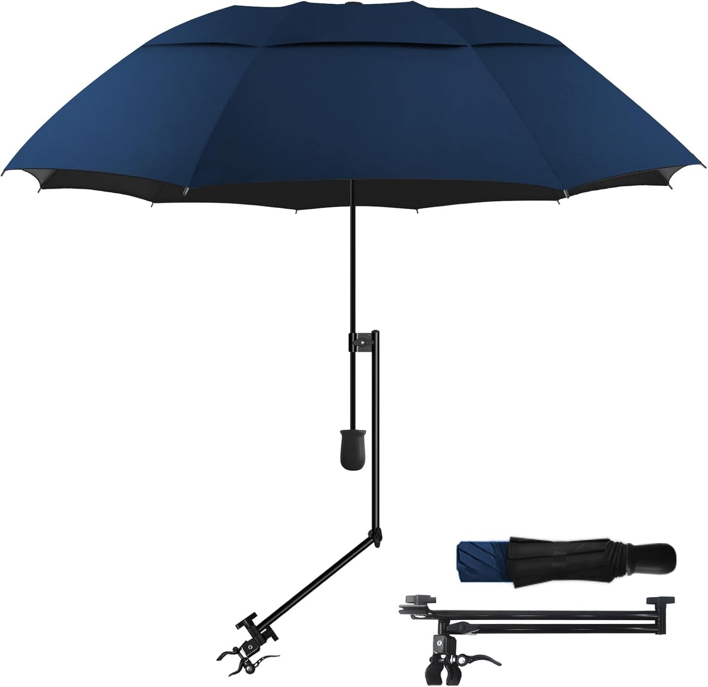 UPF 50+ Golf Umbrella with Adjustable Clamp for All Activities