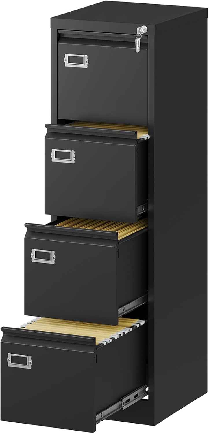 Lockable 4 Drawer File Cabinet for Home Office Storage Needs