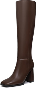Athlefit Women's Knee High Boots Chunky Heel Square Toe - Stylish made