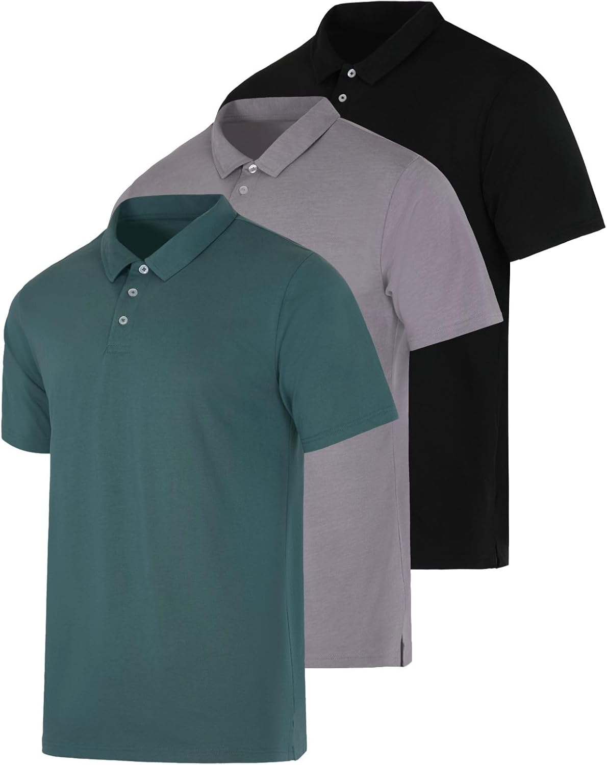 Men's Casual Jersey Cotton Polo Shirt 3 Pack for Comfort