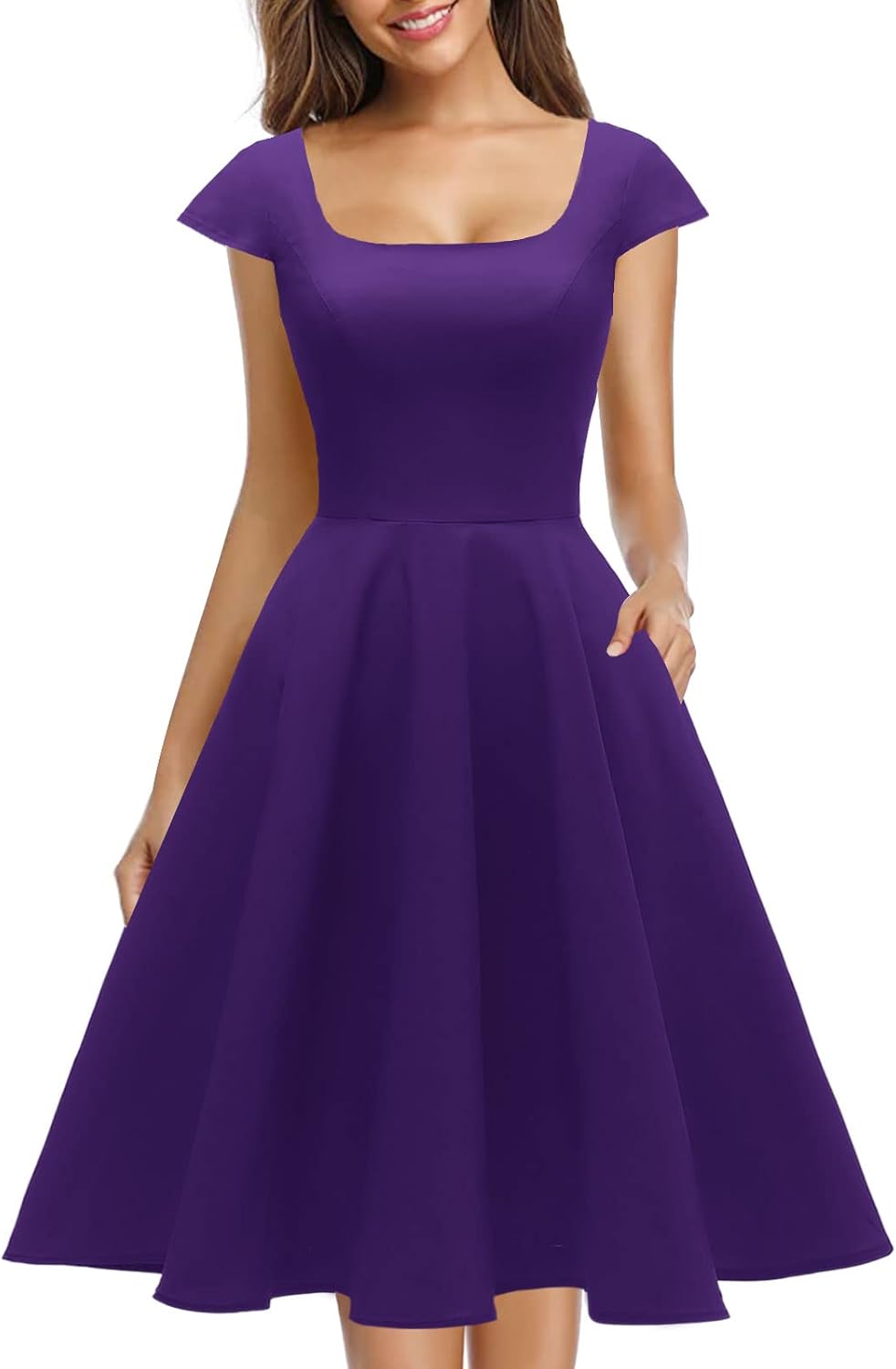 PUKAVT Women's Cocktail Party Dress with Pockets for Elegance
