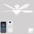 Ceiling Fan with Lights 46 in Low Profile Flush Mount - White Quiet