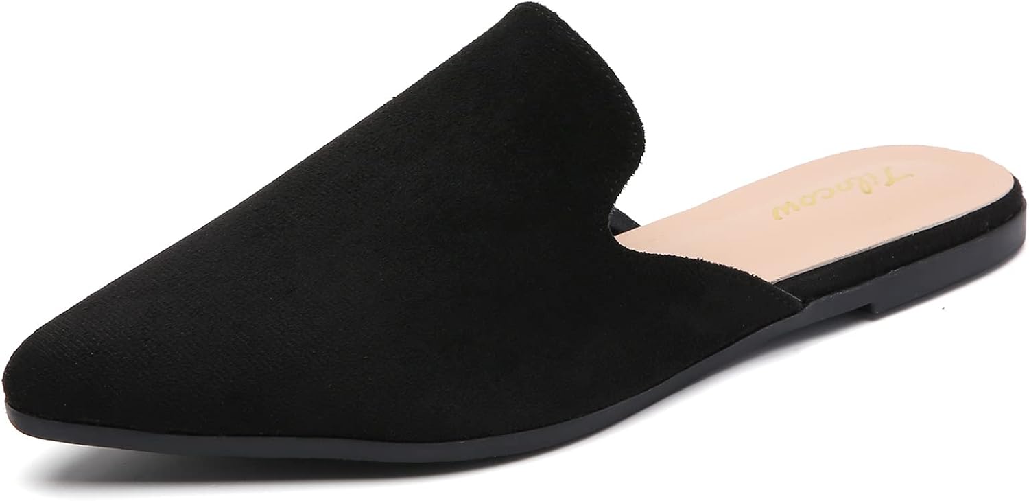 Tilocow Mules for Women: Comfortable Pointed Toe Backless Loafers