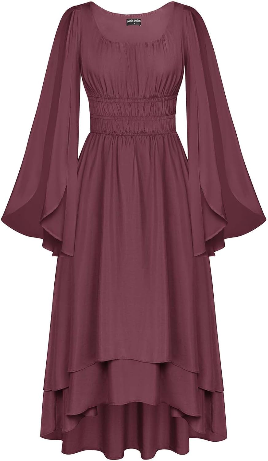 Renaissance Costume Dress with Split Bell Sleeves for Women