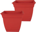 Eclipse Square Plastic Planter w/Attached Saucer - Durable 12in Pots