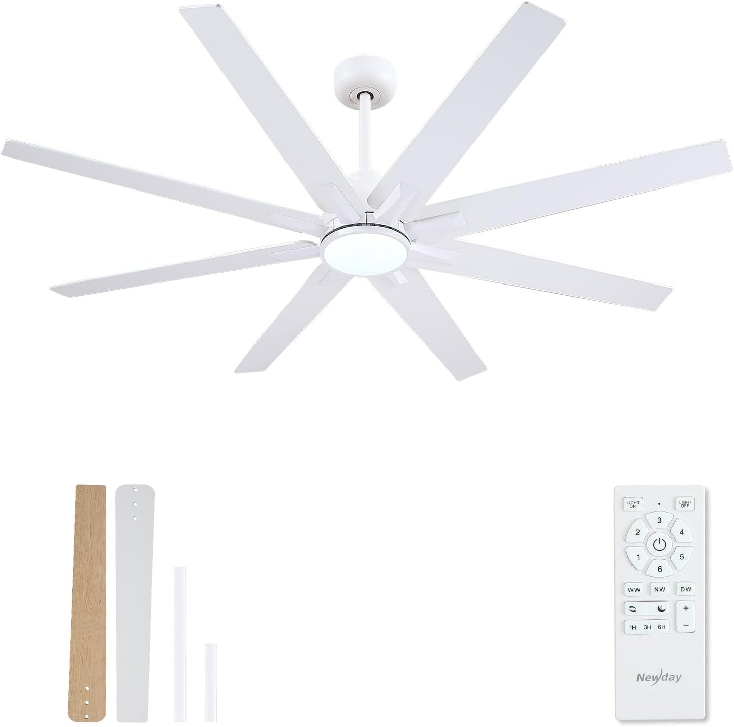 Newday 62 inch Large Ceiling Fan with Lights and Remote