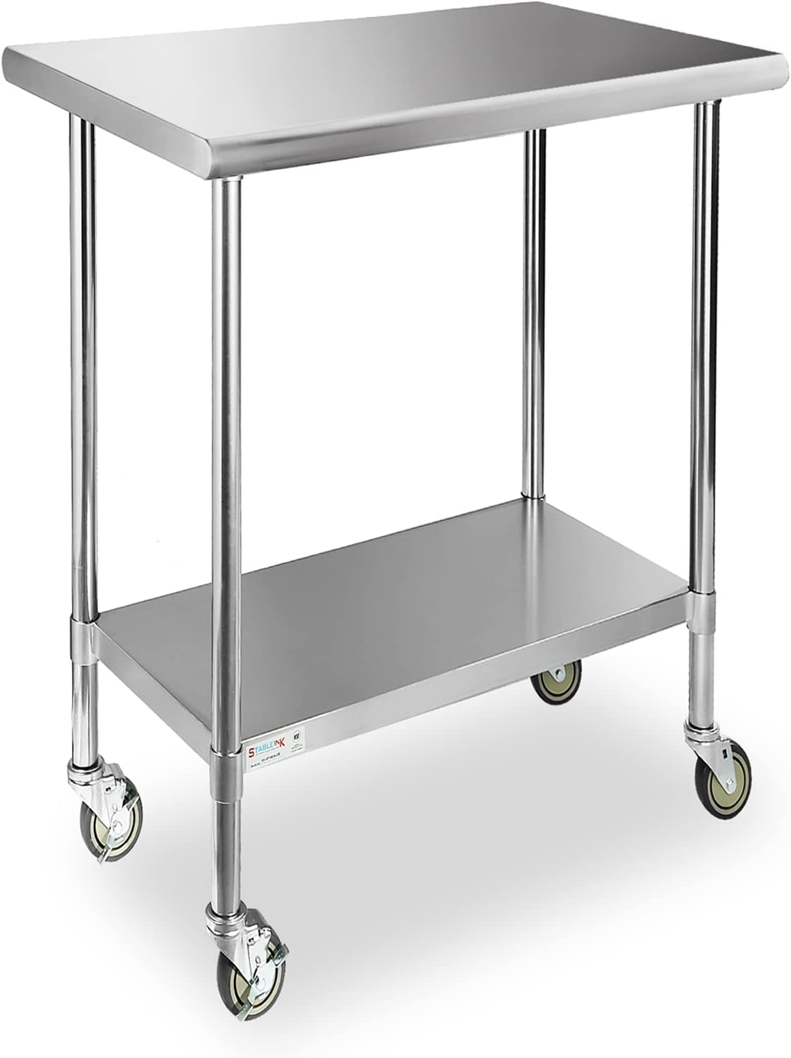 STABLEINK Stainless Steel Table with Caster Wheels for Kitchens