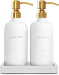 Gold Soap Dispenser Set Glass with Stainless Steel Pump - Modern