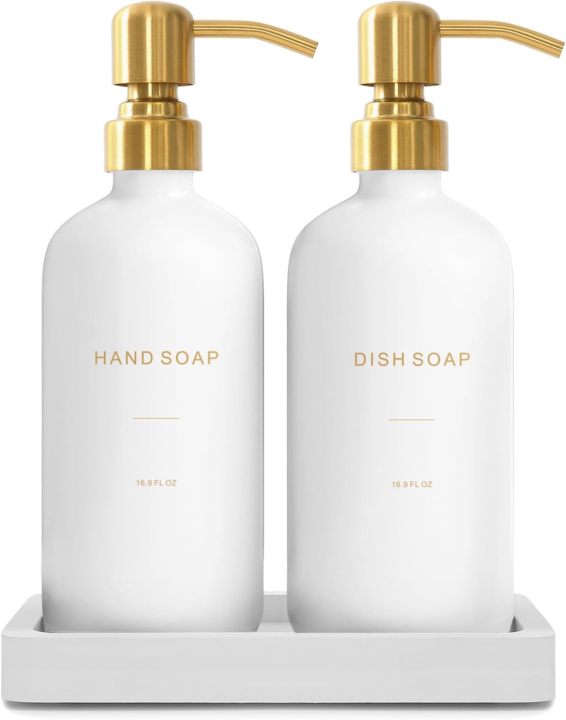 Gold Soap Dispenser Set for Modern Kitchen Counter Decor