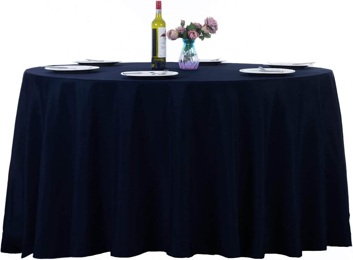 Ascoza 120 Inch Navy Round Tablecloth Set for Elegant Events