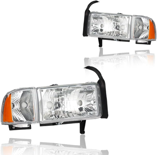 Headlight Assembly for Dodge Ram 1500 2500 3500 - Chrome Housing