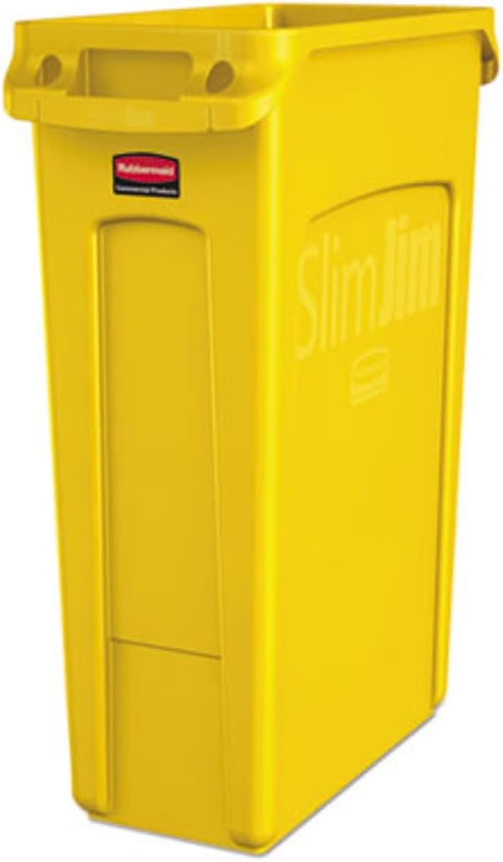 Rubbermaid Slim Jim 23 GAL Yellow Trash Can for Any Space