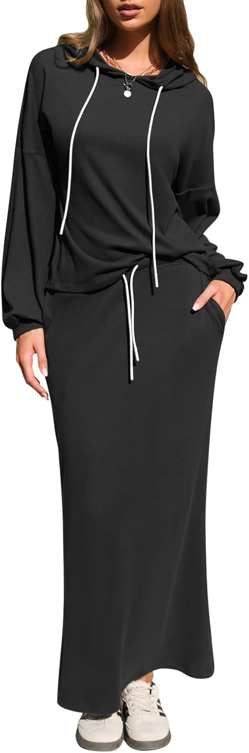 EXLURA Women 2 Piece Outfits Fall Long Sleeve Hoodies Set