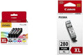 Canon CLI-281 XL 4-Pack + PGI-280XL Black Ink Pack - High Yield Photo