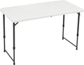 4 ft Rectangular Folding Dining Table - Portable Adjustable Height
