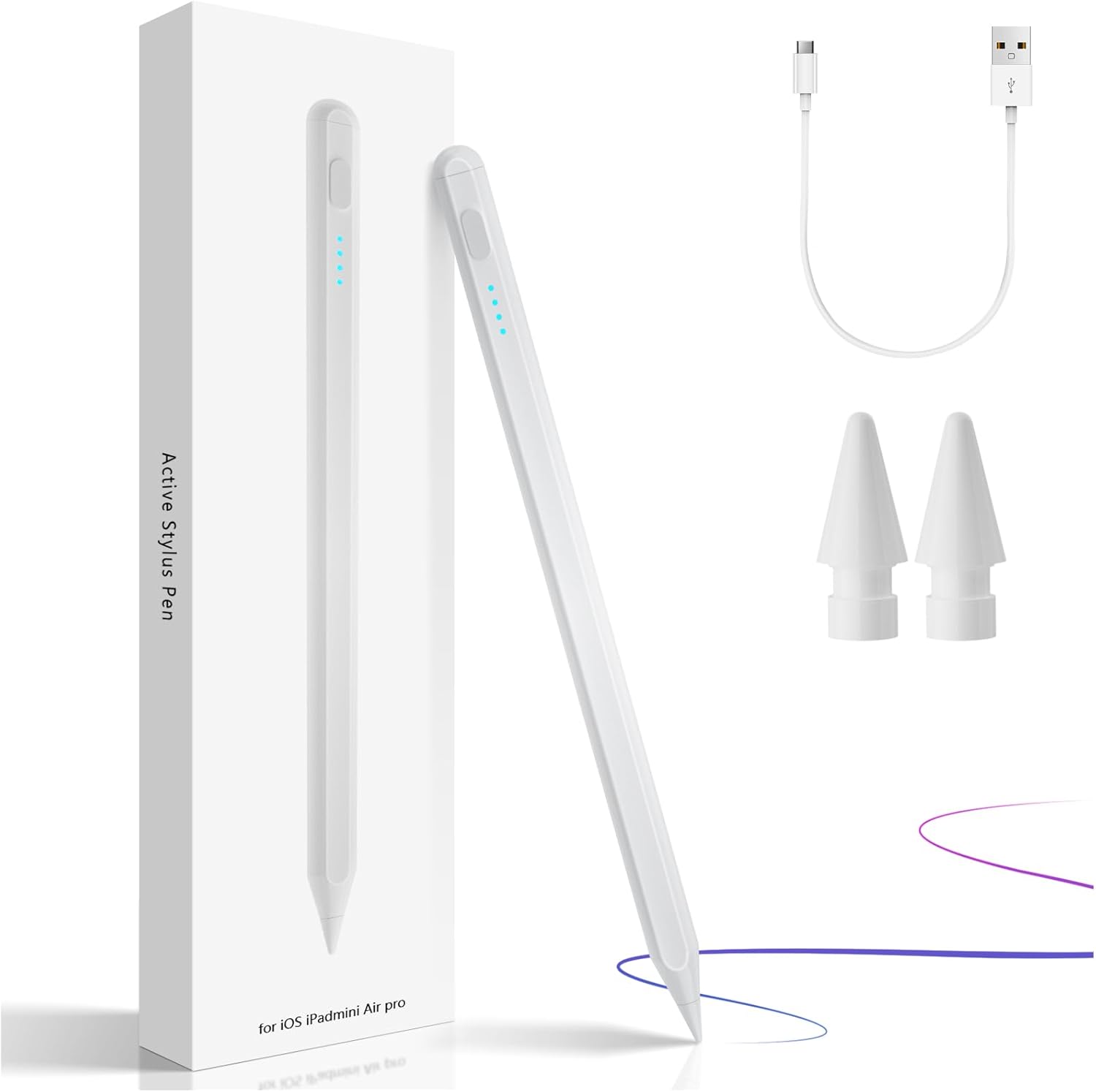 Ultimate Fast-Charging Stylus for iPad 10th Gen & Beyond! Palm Rejection, Tilt Sensitivity, White