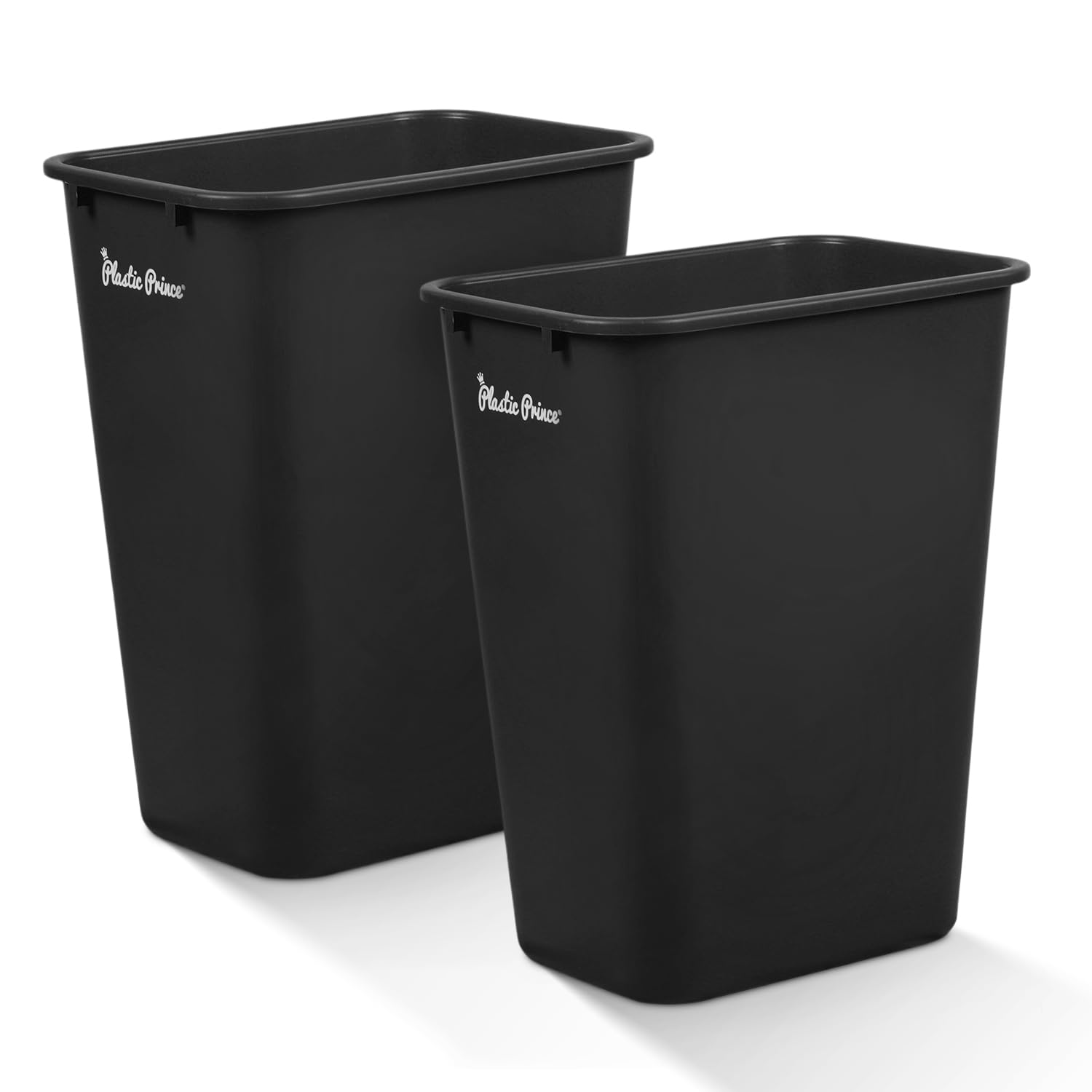 10 Gallon Trash Can Black Waste Basket by PLASTIC PRINCE