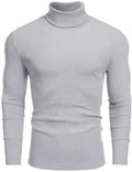 Men's Ribbed Turtleneck Sweater Casual Knit Pullover - Comfortable Fit