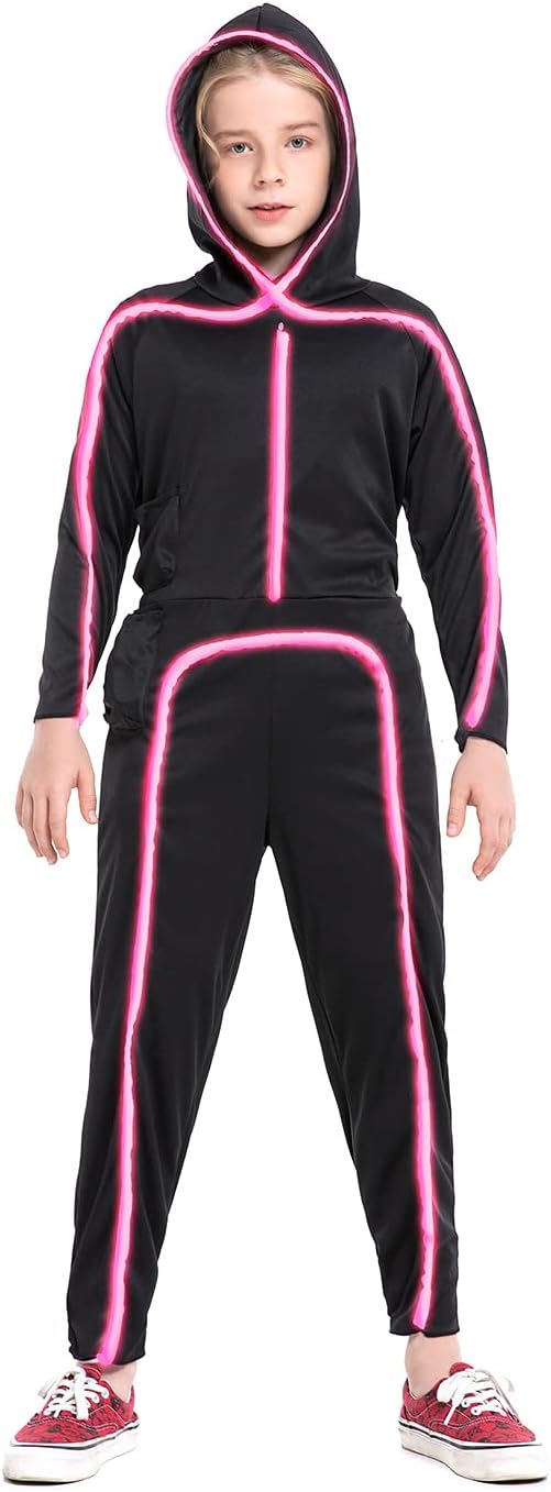 HSCTEK Light Up Child Stick Figure Costume for Halloween Fun