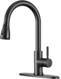 Black High Arc Kitchen Faucet with Pull Down Sprayer - Single Handle