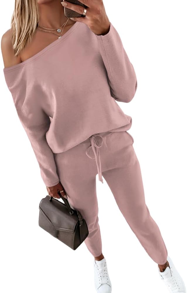 CHICME Women Tracksuit 2025 Fall Cozy Off The Shoulder Set